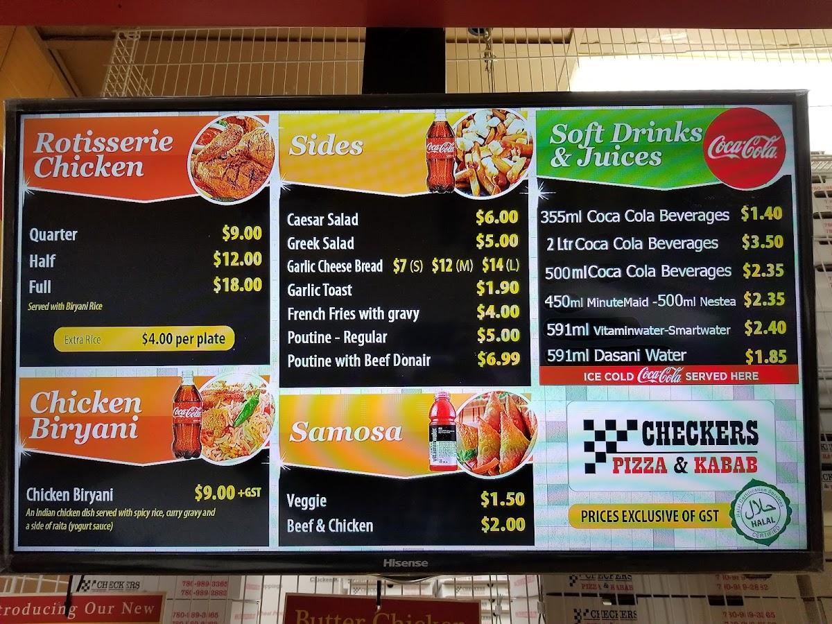 Menu at Checkers Pizza & Kabab (Whyte Ave. Branch) pizzeria, Edmonton
