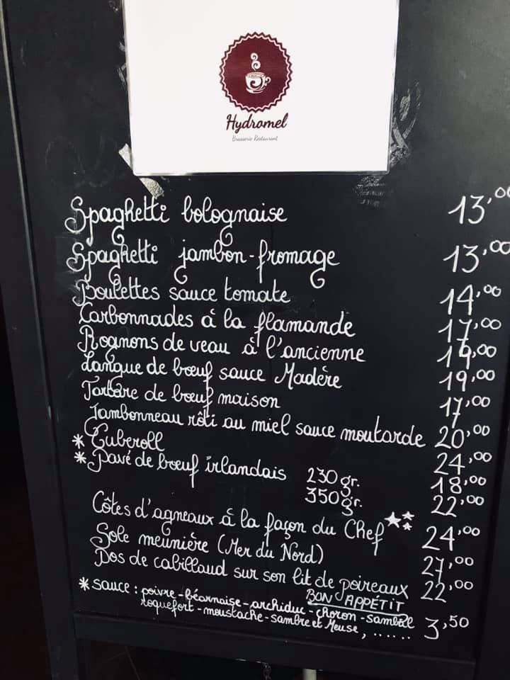 Menu At Hydromel Anderlecht