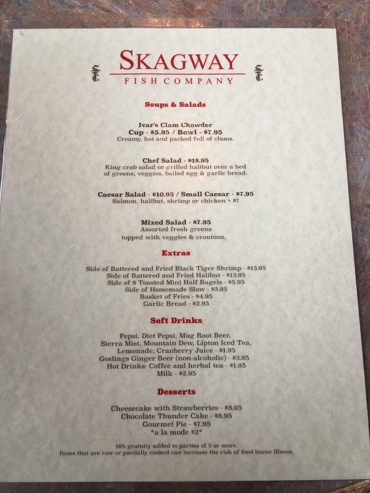 Menu at Skagway Fish Company restaurant, Skagway