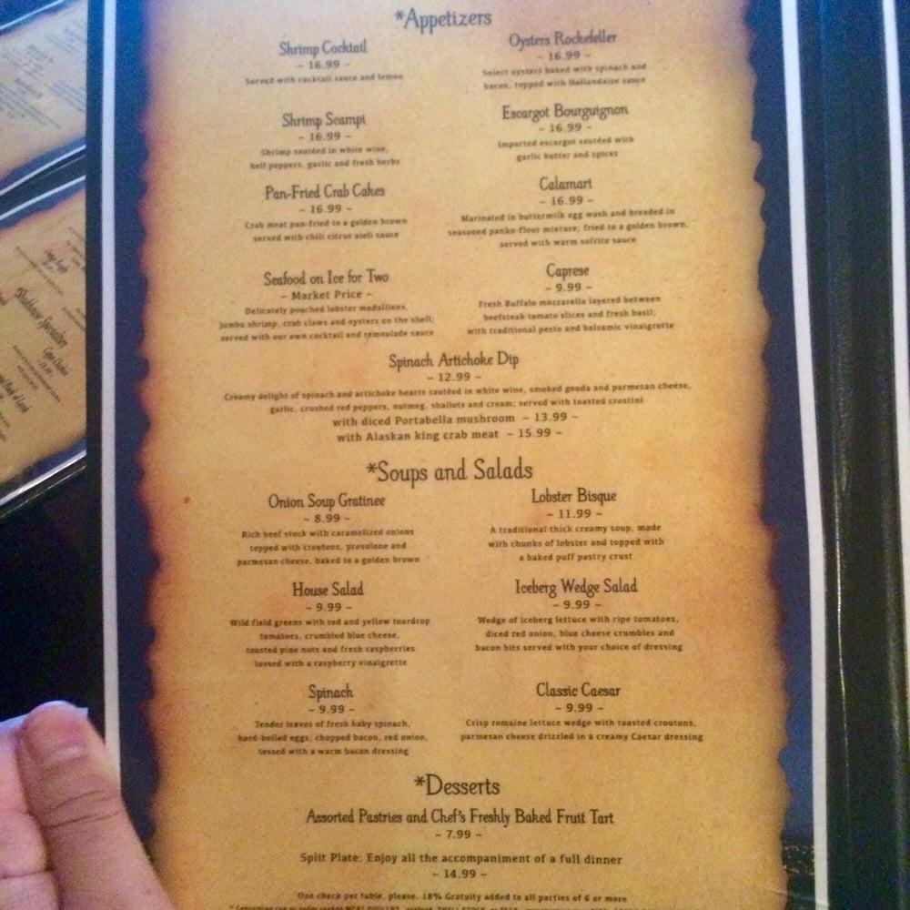 Menu at Top Of Binion's Steakhouse, Las Vegas