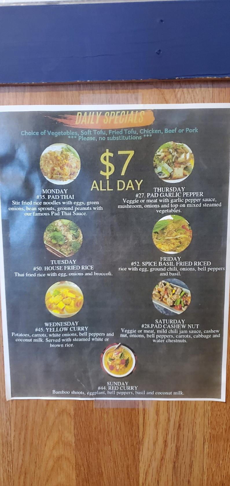 Menu At Thai Restaurant Klamath Falls