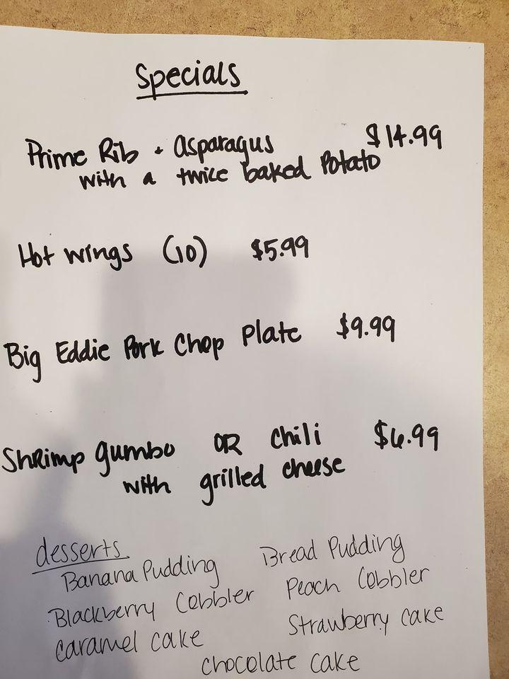 Menu at Big Ed's BBQ, Paducah, 701 N 8th St