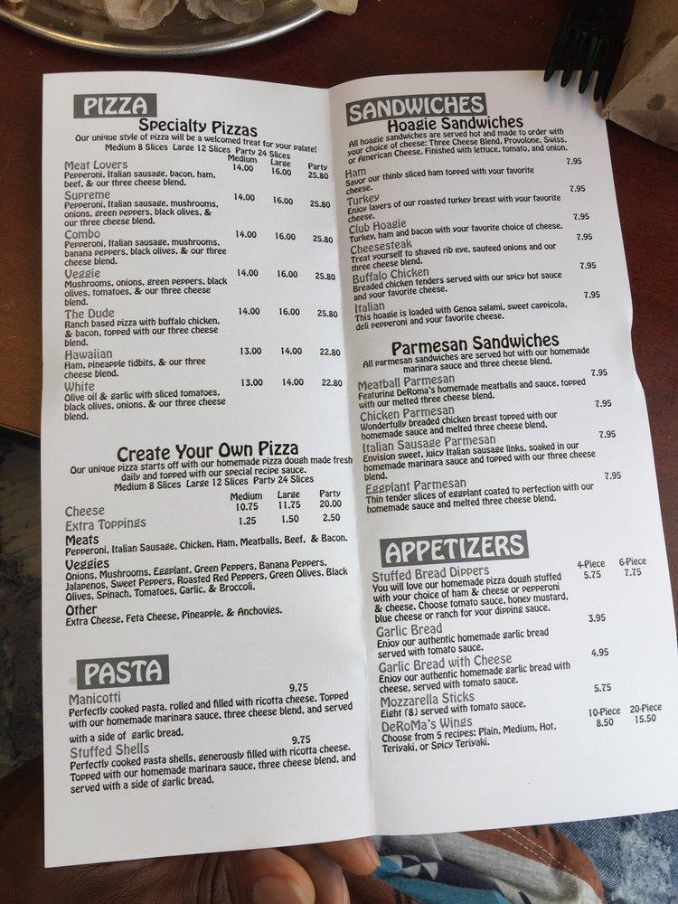 Menu at DeRoma's Pizza ( Mt Pleasant ) pizzeria, Mount Pleasant