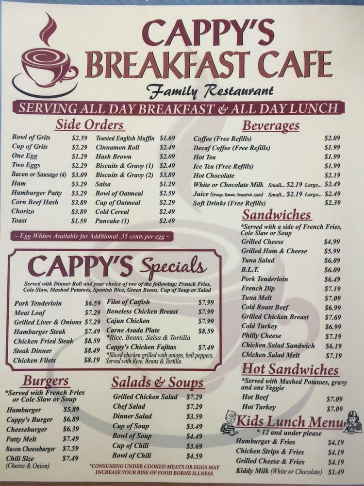 Carta de Cappy's Breakfast Cafe, Tucson