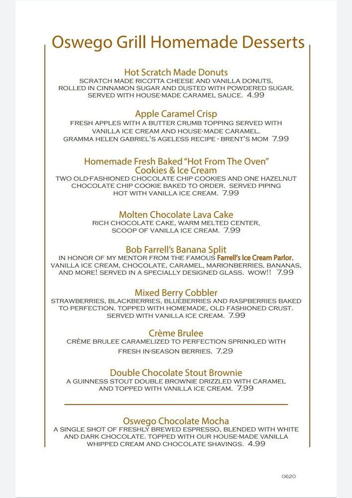 Menu at Oswego Grill Beaverton pub & bar, Beaverton