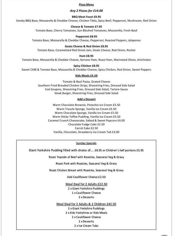 Menu at The White Lodge pub & bar, Attleborough