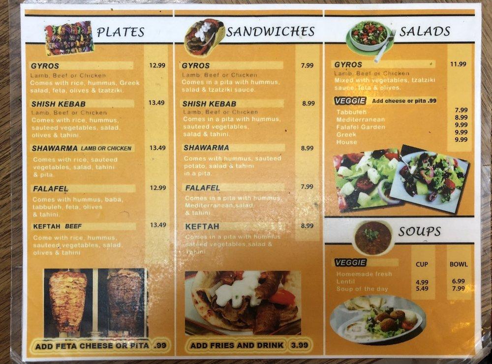 Menu at Zaina restaurant, Seattle, Lake City Way NE