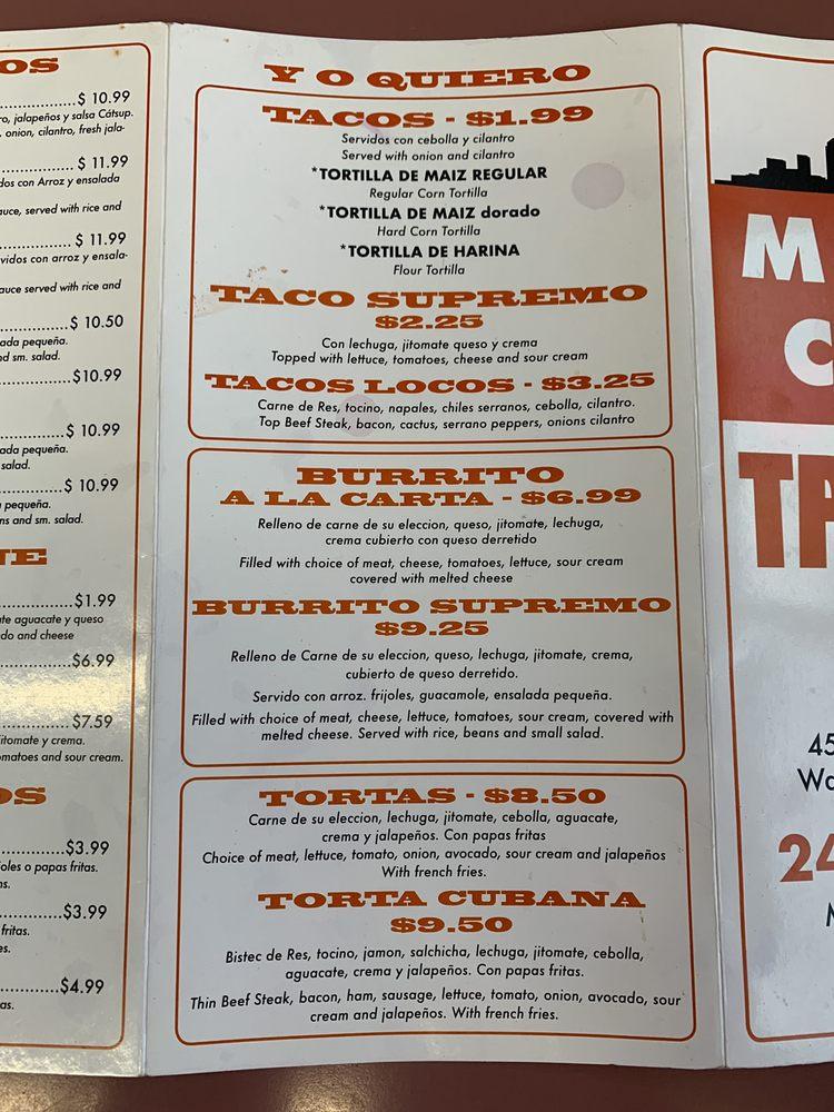 Menu at Motor City Tacos restaurant, Waterford Township