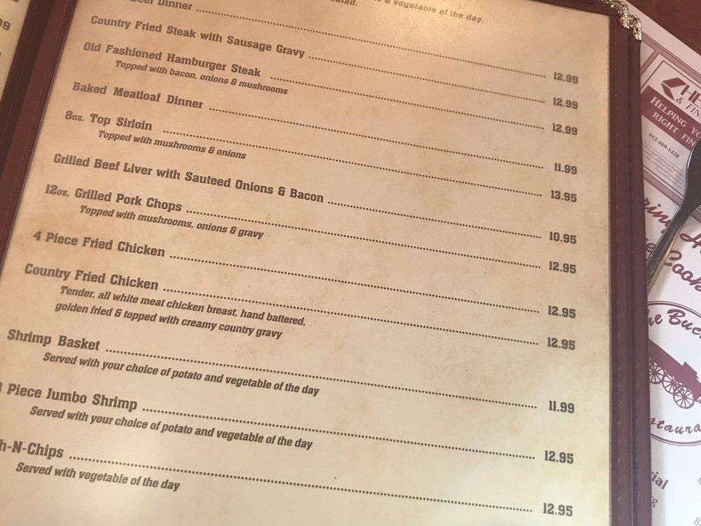 Menu at Buckboard restaurant, Lakeville