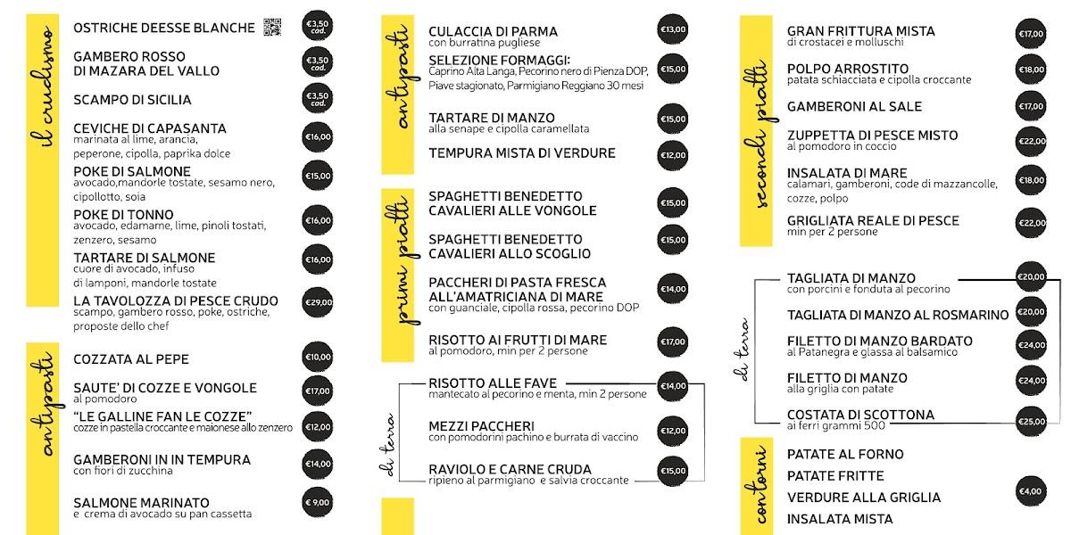 Menu da ZeroUno ristorante, Bussero