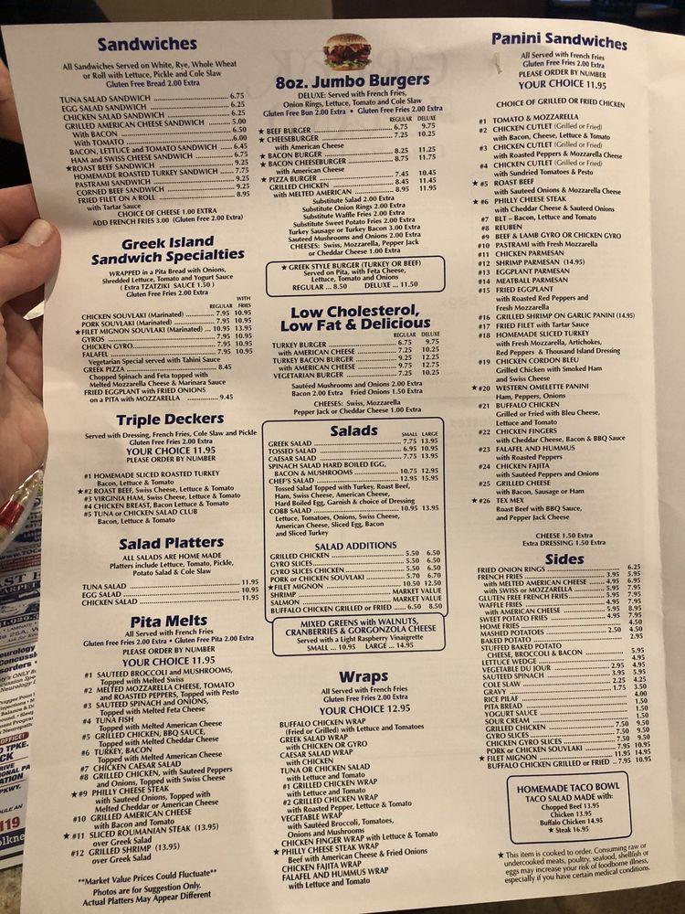 Menu at Greek Island Diner pub & bar, Wading River