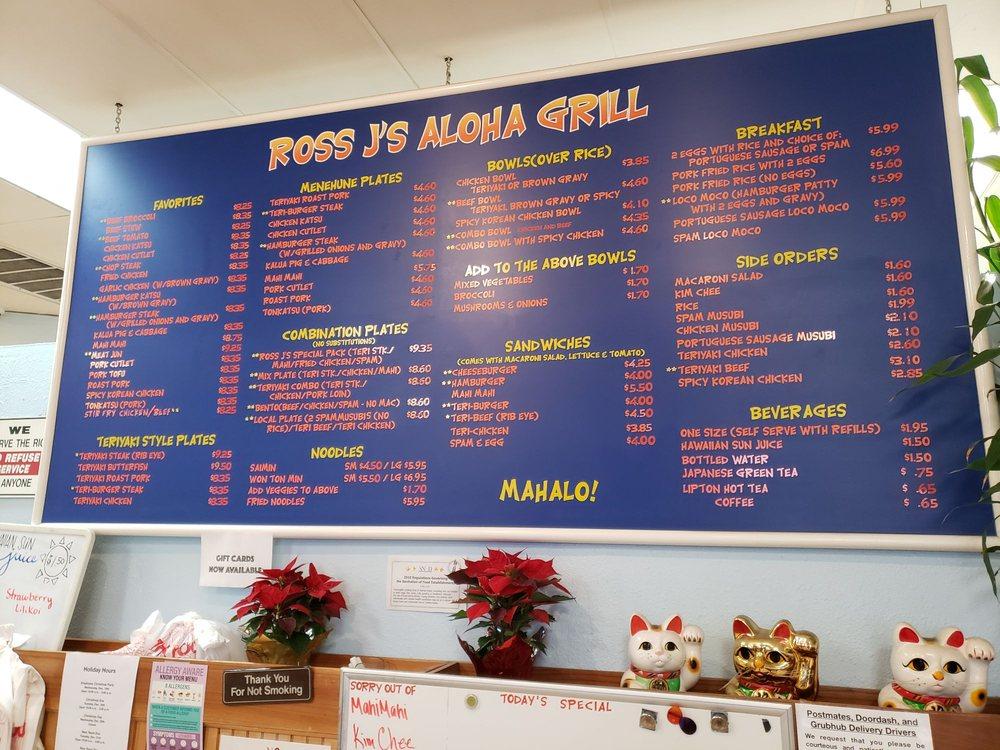 Menu at Ross J's Aloha Grill restaurant, Henderson, Sunset Rd