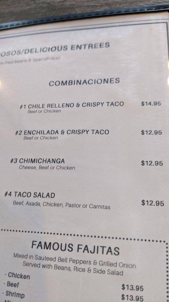 Menu at Salsas Restaurant, Cathedral City