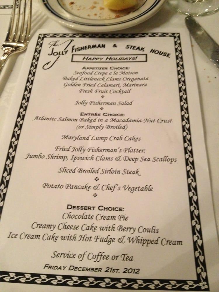 Menu at The Jolly Fisherman & Steak House steakhouse, Roslyn