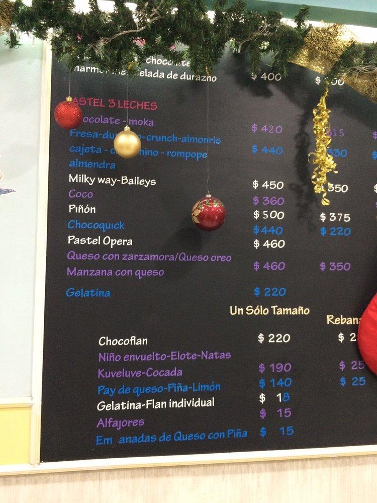 Menu at La Casa del Pastel desserts, Tehuacán, Centro de la Ciudad