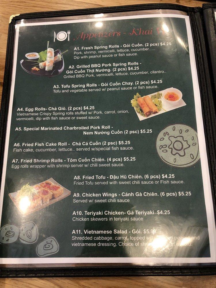 Menu at Pho 7 restaurant, Jacksonville