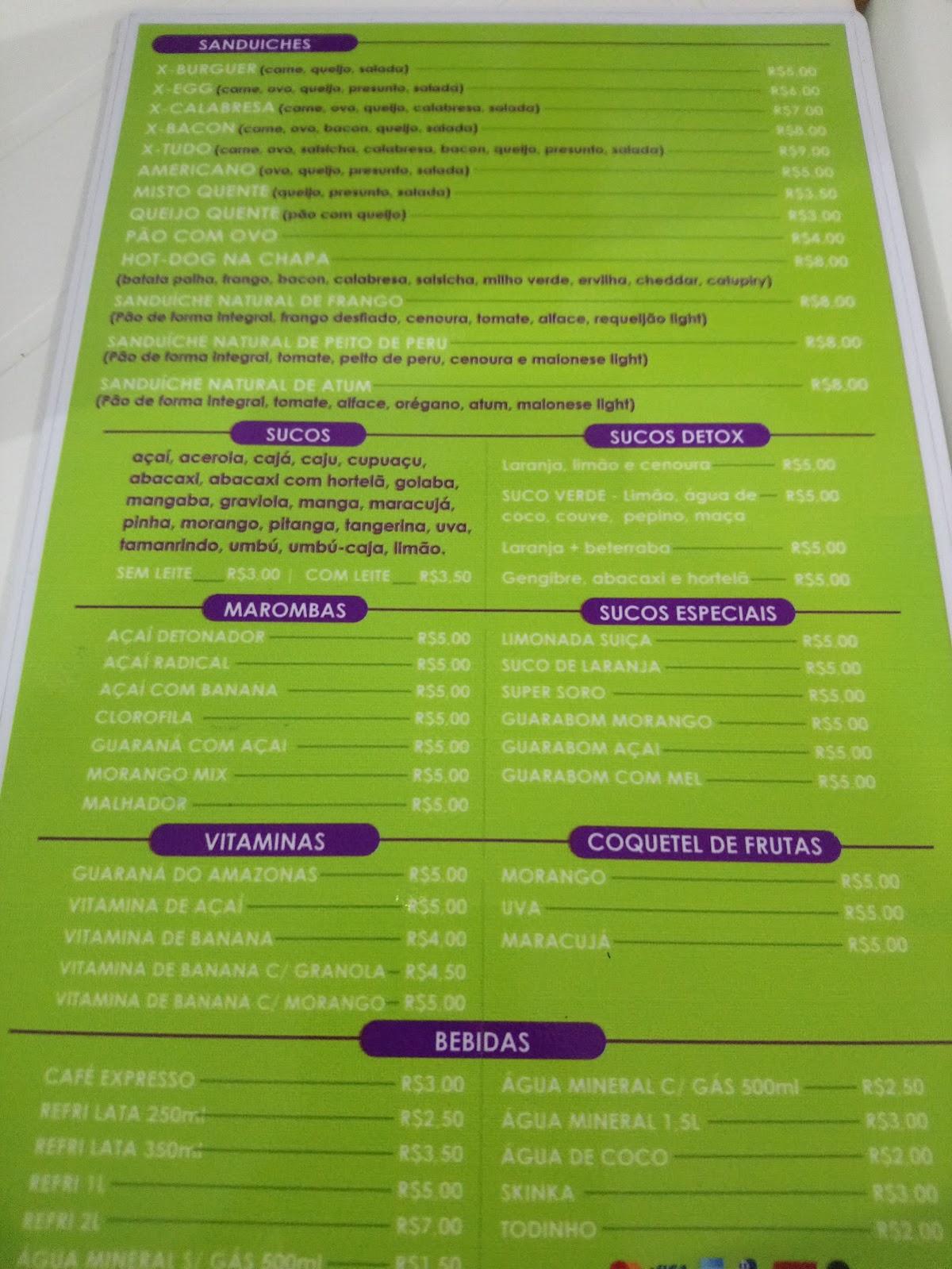 Ponto do Açai cardápio