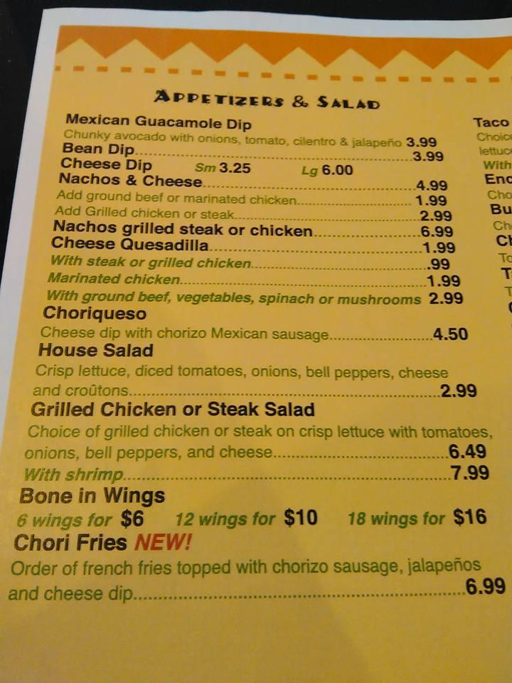 Carta del pub y bar Taco Tequila's, Terre Haute