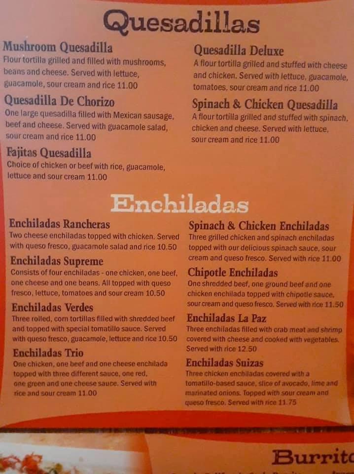 Menu at El Ranchero restaurant, Hagerstown, Dual Hwy