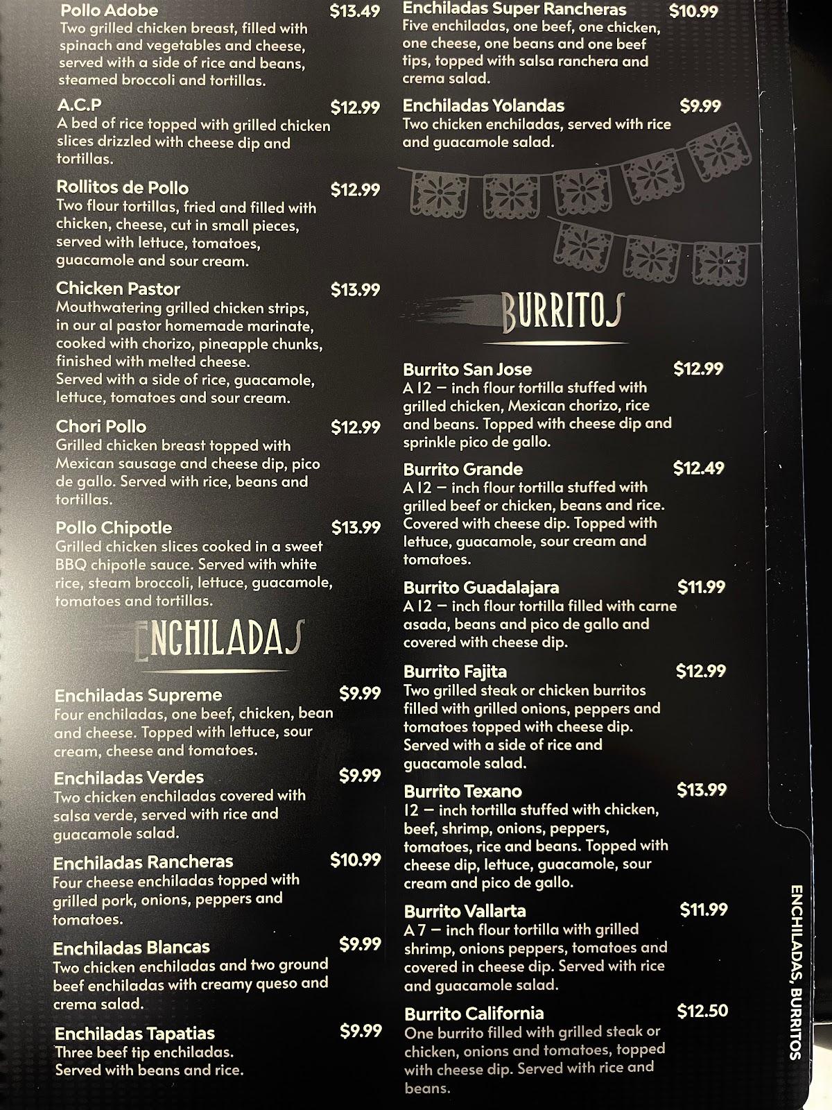 Menu at Ayala's Mexican Restaurant, Clarksville