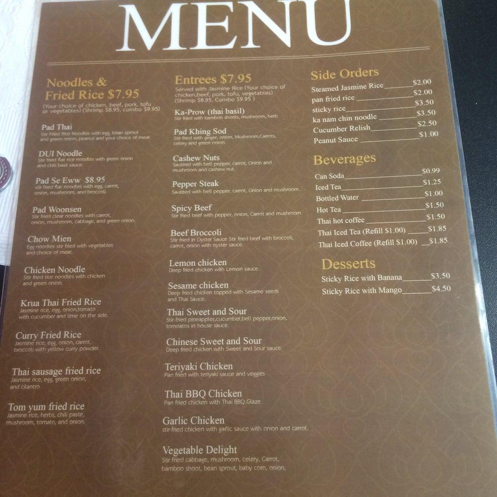Menu at Krua Thai Restaurant, Abilene