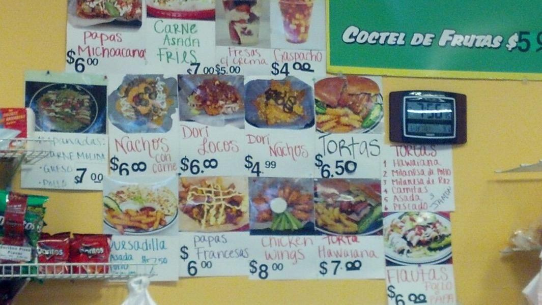 Menu at La michoacana desserts, Des Moines