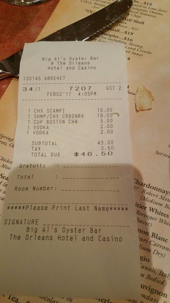 Menu at Big Al's Oyster Bar, Las Vegas, W Tropicana Ave