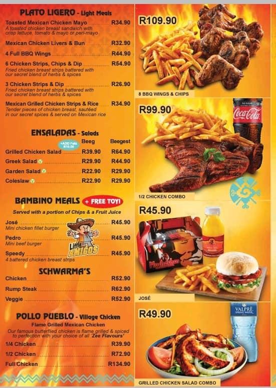 Menu at Mochachos Chicken Villages restaurant, Sasolburg