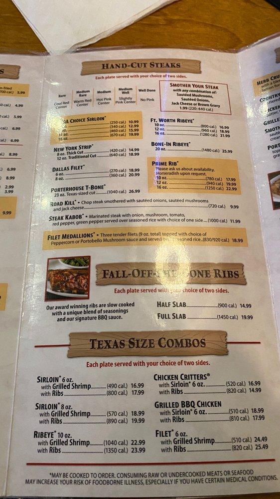 Menu at Texas Roadhouse BBQ, Ammon