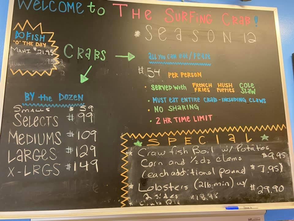 R30c The Surfing Crab Restaurant And Bar Menu 