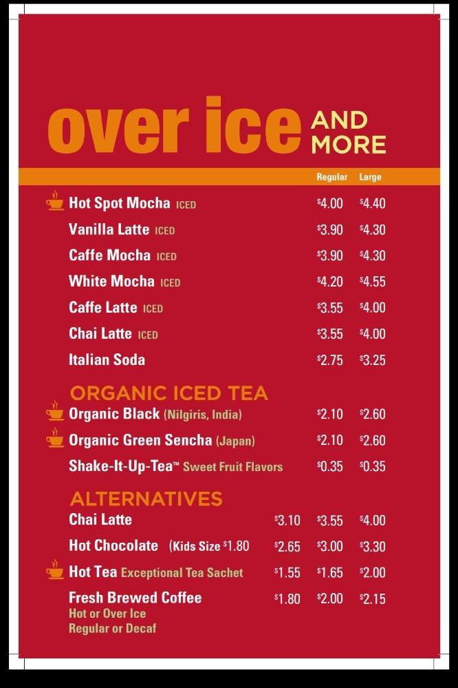 hot spot coffee menu