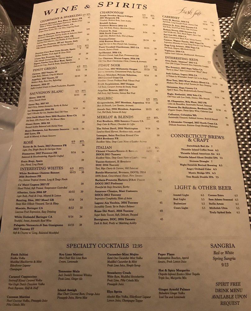 Menu at Fresh Salt restaurant, Old Saybrook