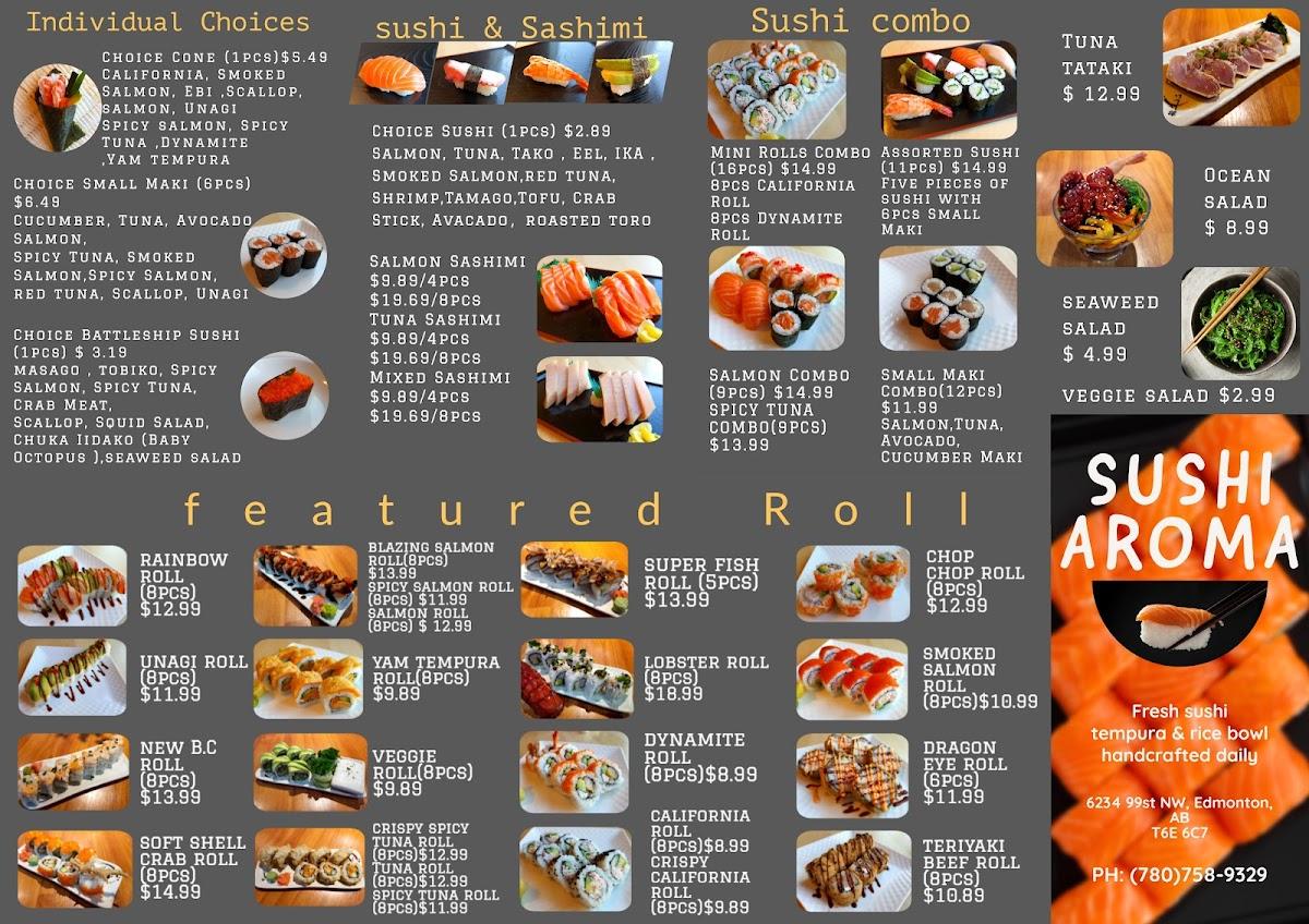 Menu at SUSHI AROMA restaurant, Edmonton