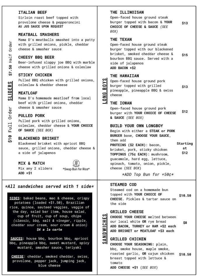 Menu at Beans & Barley Brews, Ashkum