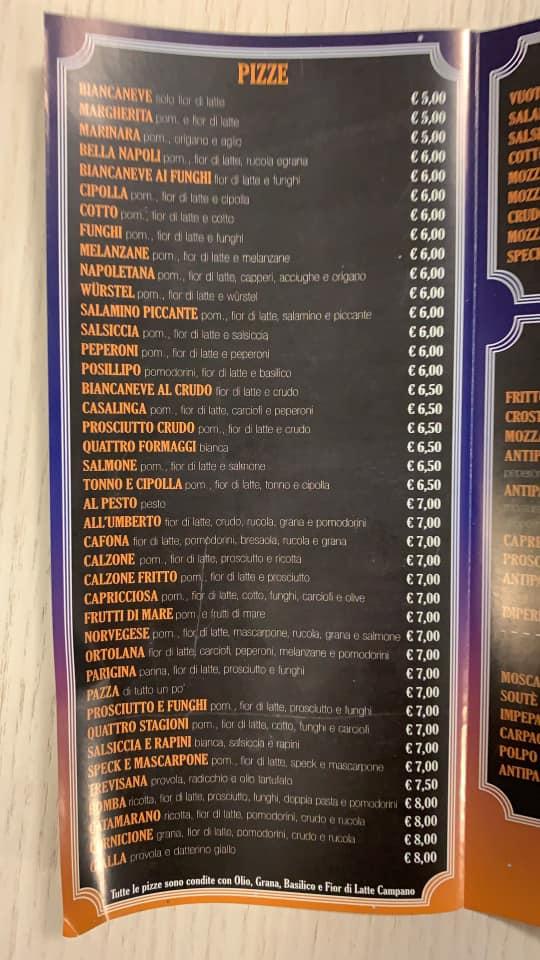 Menu at Ristorante Pizzeria Bella Napoli, Pisa