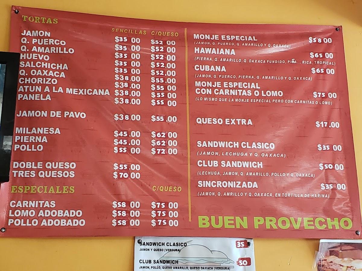 Carta Del Restaurante Tortas El Monje Loco Ciudad Del M Xico Calle San Juan Del Dios A