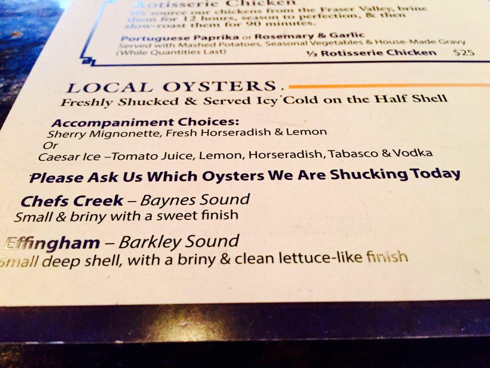 Menu at Bard & Banker, Victoria