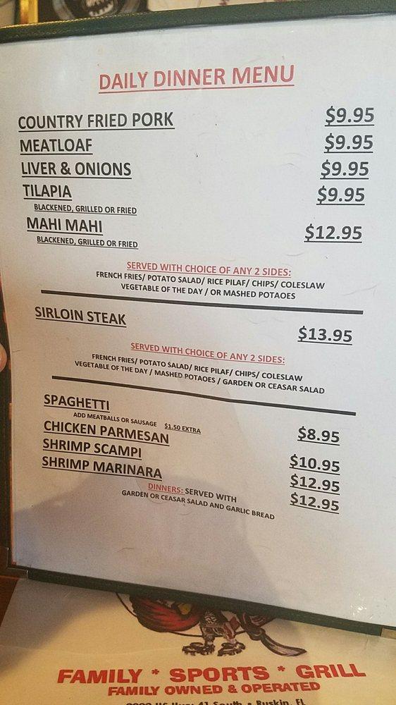 Menu at Beanie's Bar & Sports Grill, Ruskin