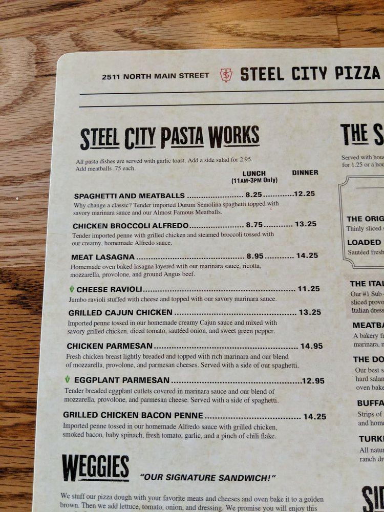 Menu at Steel City Pizza pizzeria, Summerville