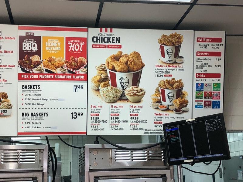 Menu at KFC fast food, Honolulu, N King St