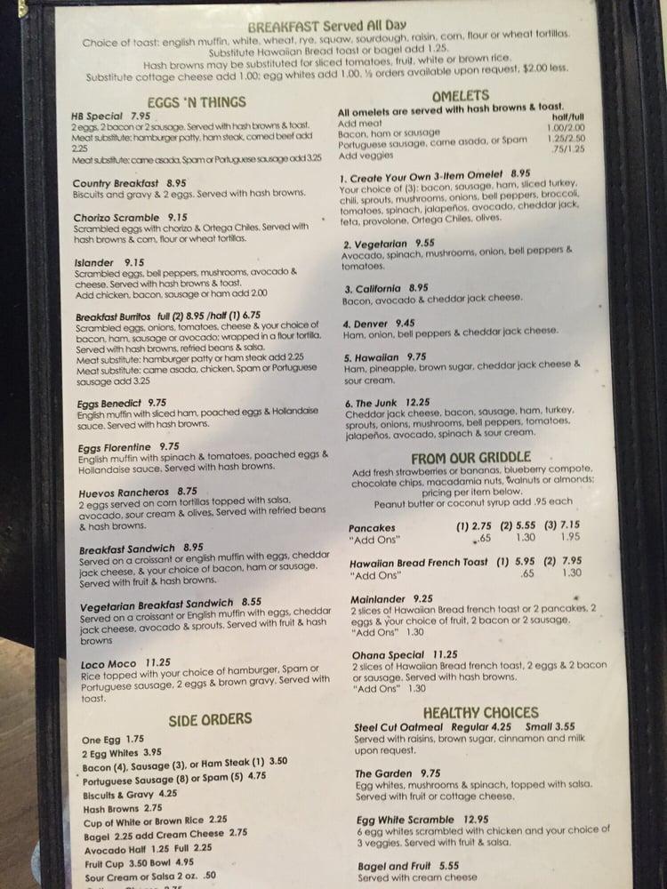 Menu at Bread Crumb Ohana Cafe, Huntington Beach