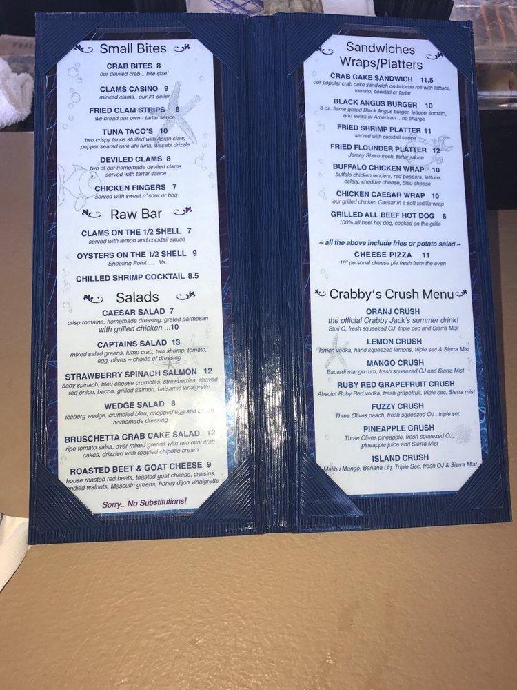 Menu at Crabby Jack's pub & bar, Somers Point