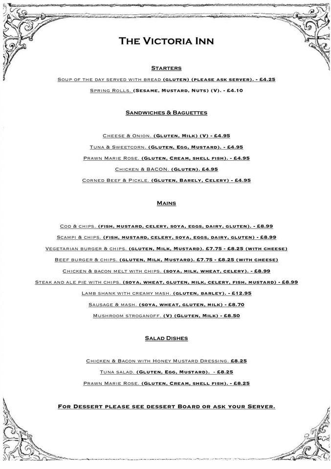 Menu at The Victoria pub & bar, Chester