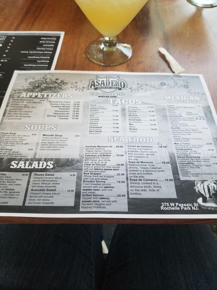 Menu at El Asadero Mexican Grill Rochelle Park pub & bar, Rochelle Park
