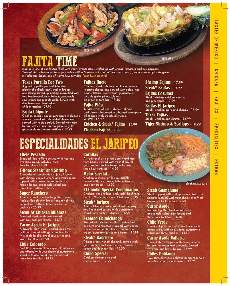 Menu at El Jaripeo Mexican Restaurant, Fennville