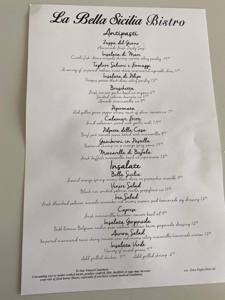 Menu at La Bella Sicilia // Sauce Boss desserts, Mechanicsburg