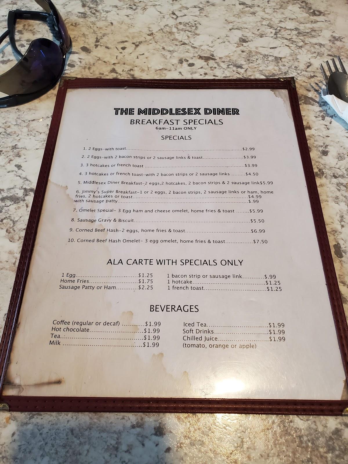 Menu at Middlesex Diner restaurant, West Middlesex
