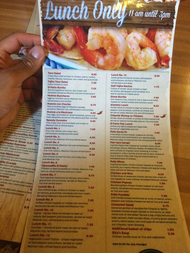 Menu at El Patio Mexican Restaurant, Conway, US501