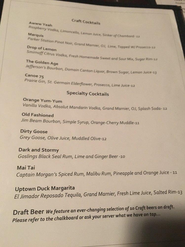 Carta del restaurante The Paper Canoe, Duck