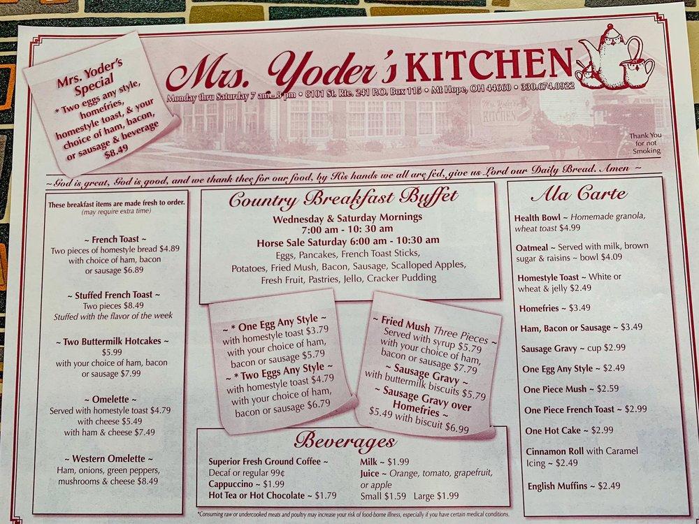 Menu At Mrs Yoders Kitchen Restaurant Mount Hope   R313 Menu Mrs Yoders Kitchen 2022 10 